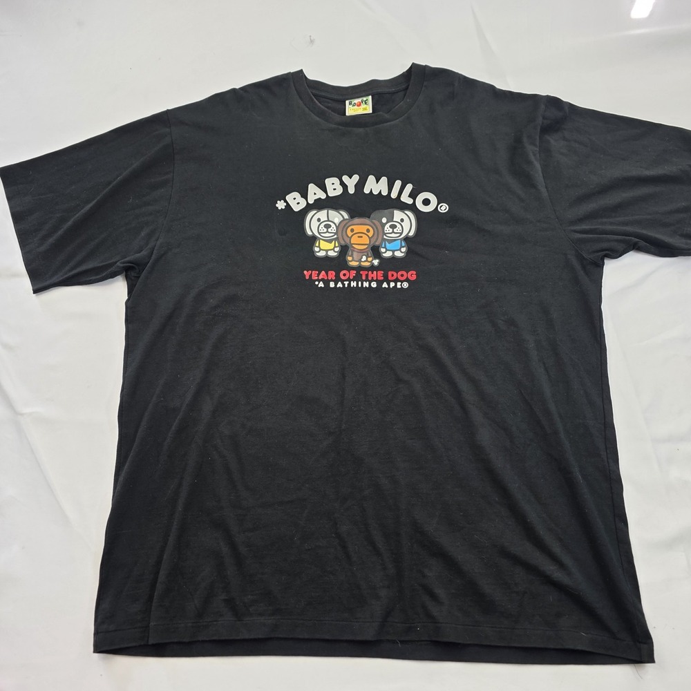A Bathing Ape Shirt Mens 3XL Black Baby Milo Year Of The Dog Graphic T-Shirt